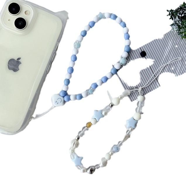 Handmade Sea Salt Blue Star Beaded Phone Lanyard