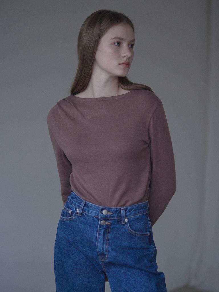 NONLOCAL Wool-Tencel Drape T-Shirt - Brown