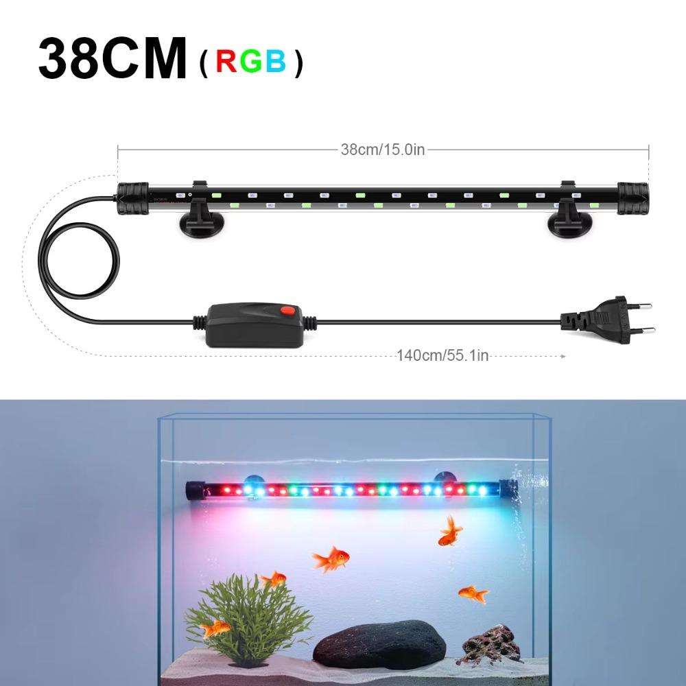 220V nedsenkbar stemningslampe 18-48cm plantevekstlys ny akvarium LED-belysning fisketankdekor
