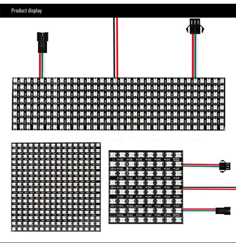 WS2812 Dream Color RGB LED Dot Matrix Flexible Display Screen, Programmable DC5V Full Color Point Light Source.