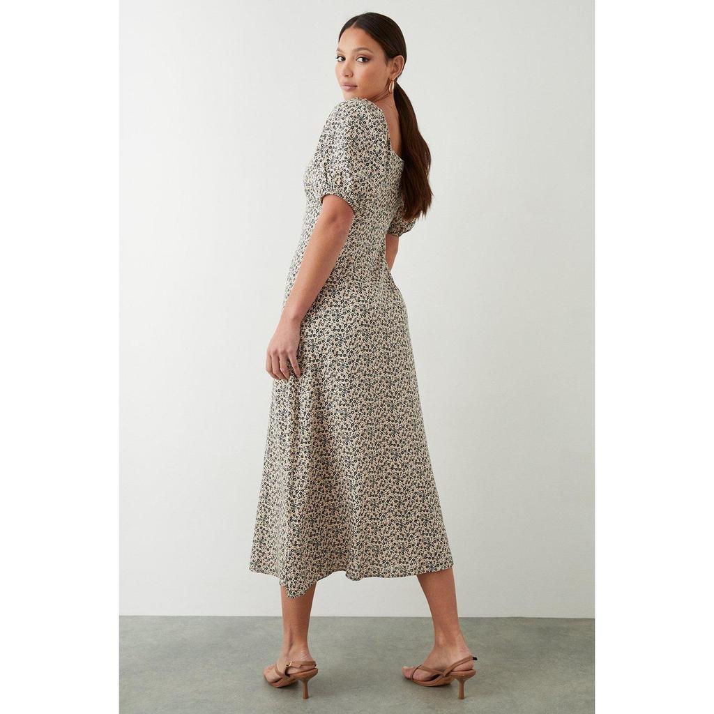 Dorothy Perkins Dam/Dam Ditsy Print Ruched Midi-klänning