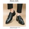 Męskie Skórzane Buty Formalne z Podwójnym Paskiem Monk Strap - Wsuwane Polerowane Buty Biznesowe