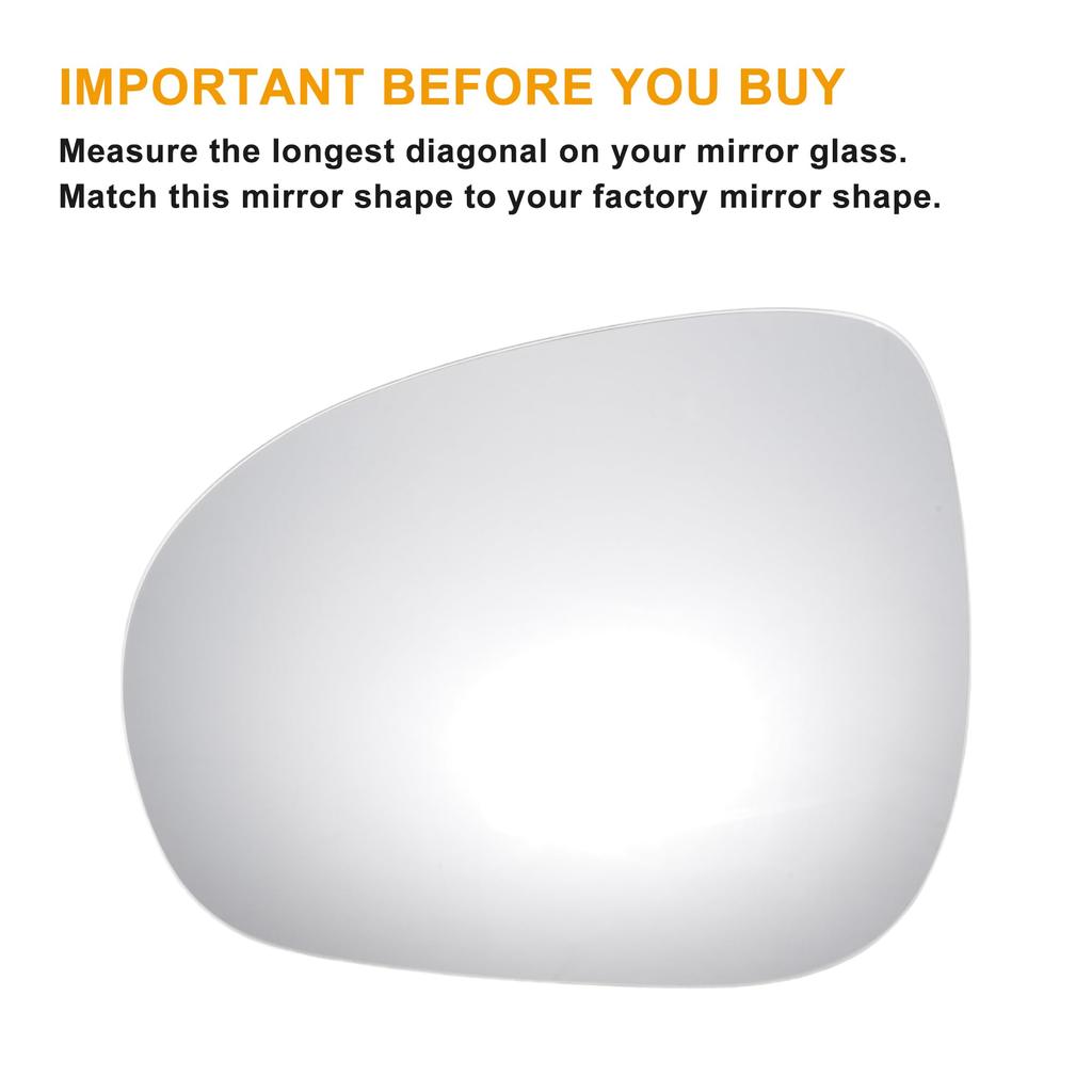 X AUTOHAUX Car Rearview Left Driver Side Mirror Glass Replacement with Backing Plate, Convex Heated White Glass for Fiat 500X 2015-2022.
