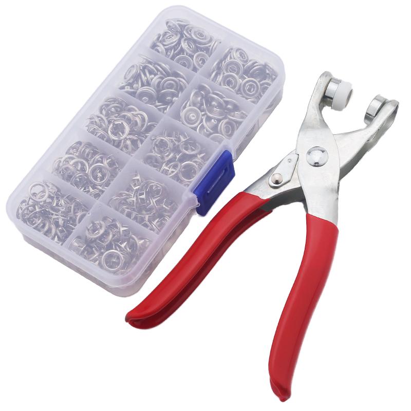 Premium Quality No-Sew Metal Prong Snap Fasteners Kit 9.5mm for Infant Clothes DIY Repair with Hand Tool