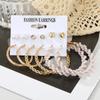 Fashion Hoop Earrings Set for Women Elegant Geometric Round Zircon Stud Earrings Trendy Jewelry