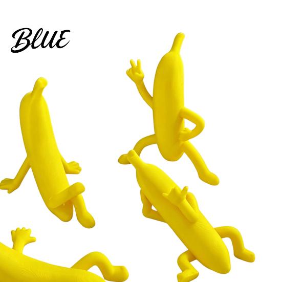Funny Banana Man Collectibles 4PCS Figurine 3D Printed Character Desktop Desk Accessories for Office Ornaments Novelty Cute Tabletop Decor Toys Home