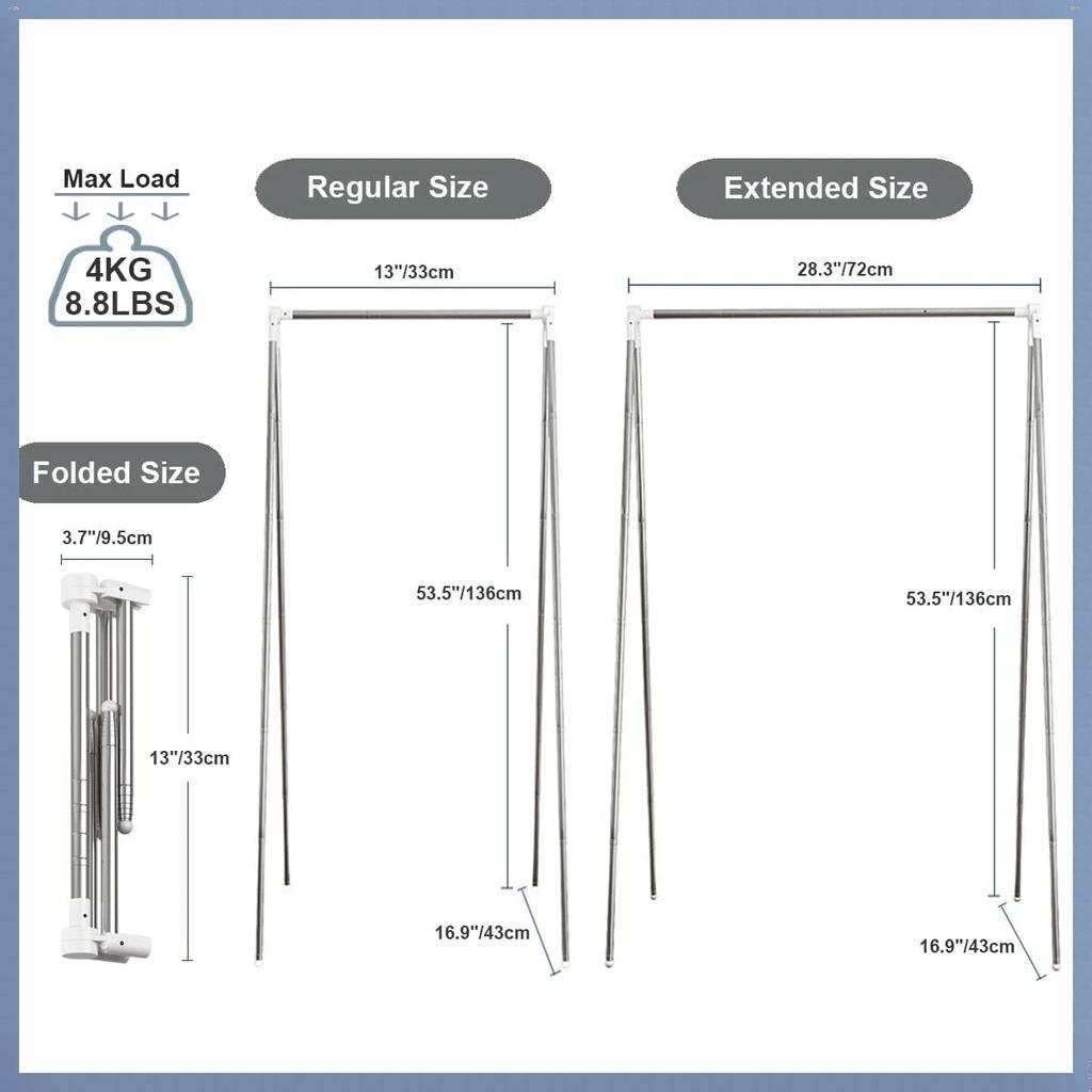 Tragbarer Faltbarer Kleiderbügel, Outdoor Wäscheständer Bodenständer, Edelstahl Platzsparend Wäscheaufbewahrung für Camping