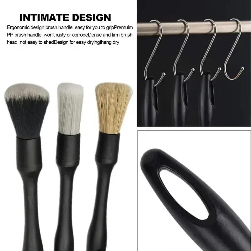 Auto Air Vent Dust Brush Kit - Crevice Cleaning Tool for Car Interiors - 3-Piece Detailing Set