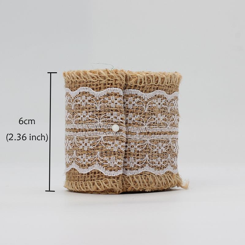 6cm Lace Burlap Roll Strips DIY Flat Hemp Decoration Materials Yellow Burlap Rolls