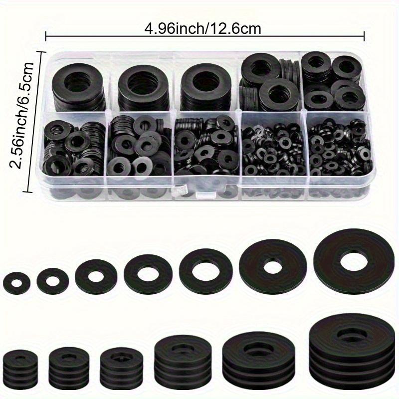 350pcs Black Nylon Flat Ring Sealing Gasket Type Kit, Loosening and Preventing Plastic Gasket, Suitable for Repairing Faucets and Water Hose Furniture