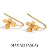 MamacitaSlay Elegant Fine Hook Three-Dimensional Flower Earrings Gold Plated Stainless Steel High Quality Women's Jewelry Gift