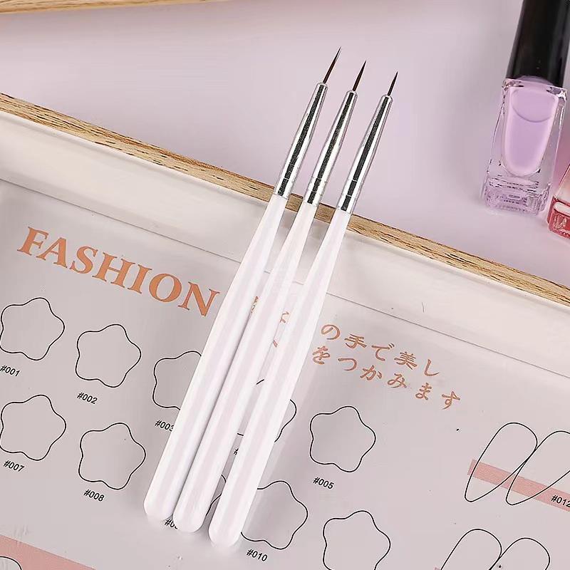 

3 шт./набор Акриловая ручка для рисования линий для французского маникюра, для 3D-дизайна кончиков, для маникюра, тонкая ручка для рисования линий, кисти для УФ-геля, инструменты для рисования
