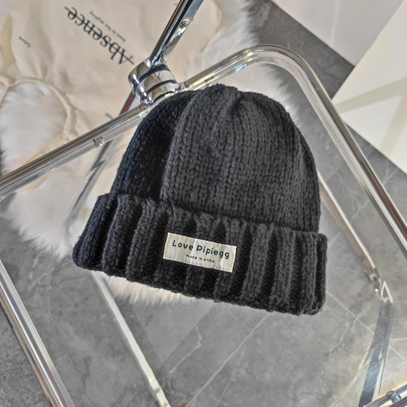 Hat women's winter wool hat big head circumference dome thread hat warm versatile purple thick thread loose knitted hat tide