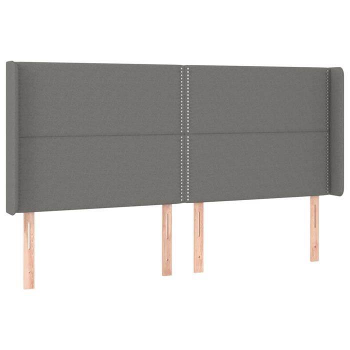 VidaXL Headboard with Ears Dark Grey 183x16x118-128 Cm Fabric3119455