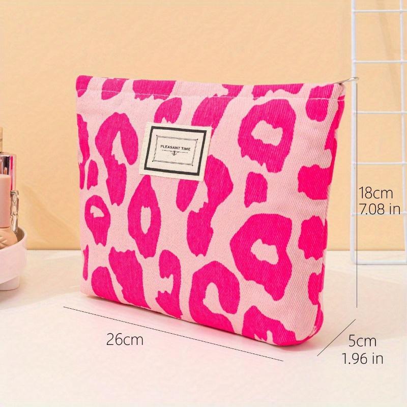 Leopard Print Zippered Makeup Bag Y2K Aesthetic Large Capacity Makeup Bag Toiletry Bag Purse Makeup Bag Makeup Pouch Skincare Bag Toiletry Bag Packing