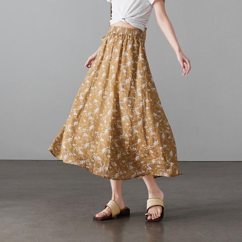 SOFSIL Women s Floral Ramie A-Line Midi Skirt XL