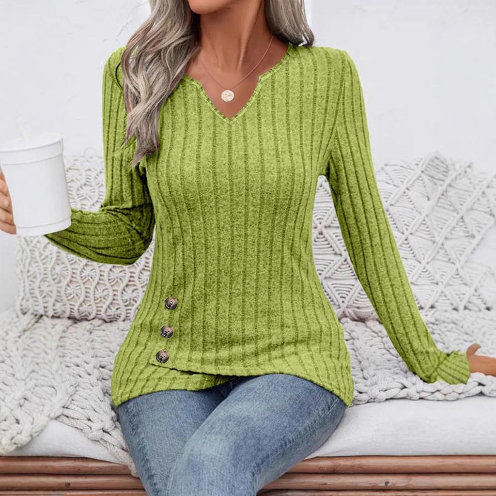 2025 New Autumn and Winter Women's Fashionable V-neck Long-sleeved Knitted Tops for Women