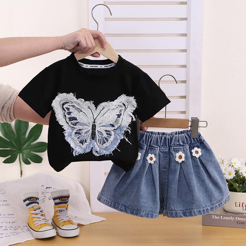 Girls Summer Fashion 2 Piece Set Thin Short Sleeve Shorts Cute Baby Outfit