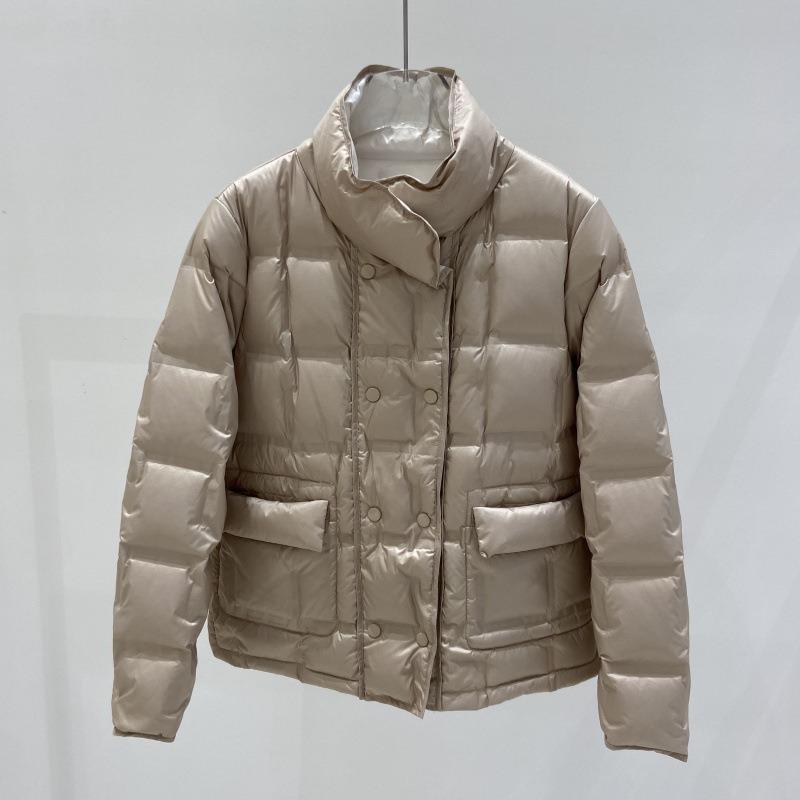 Down Jacket Women's Winter, New Style Double-sided Wear Fashionable White Duck Down Temperament Short Stand-up Collar Jacket Tide