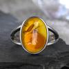 S925 Silver Ring With Natural Amber Stone Flower Shape Oval Petal Amber Stone Gifts Fine Jewelry For Women