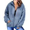 Women Turn-down Collar Winter Coat Long Sleeve Fur Coat Thick Warm Fleece Jacket Fluffy Zipper Cardigan Plus Size Solid Color Tops
