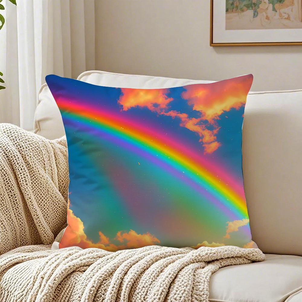 Warm Colorful Cheerful Art RRainbow Cushion Cover Pillowcase Antidustmite living Room Sofa Decor Cushion Room