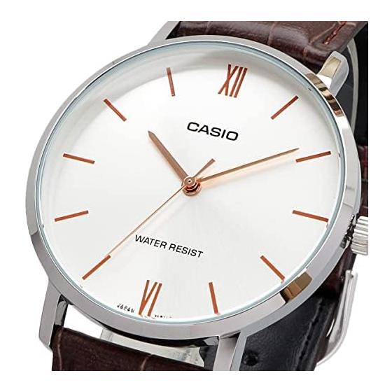 [Casio] CASIO Quartz Men's Watch MTP-VT01L-7B2 Silver X Brown Leather Band Overseas Model [Parallel Import]