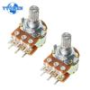 10Pcs WH148 B1K B10K B50K B100K B1M 6Pin Linear Potentiometer 15mm Shaft with Nuts and Washers