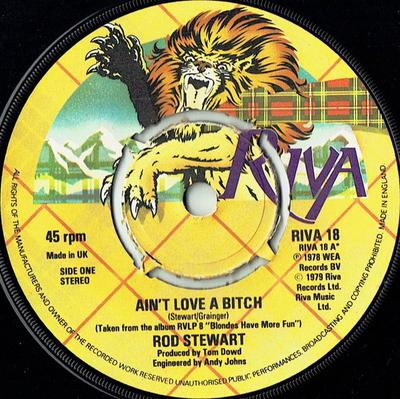 7inch Record ROD STEWART - Ain't Love A Bitch RIVA18 Riva 1979 UK Rock Used