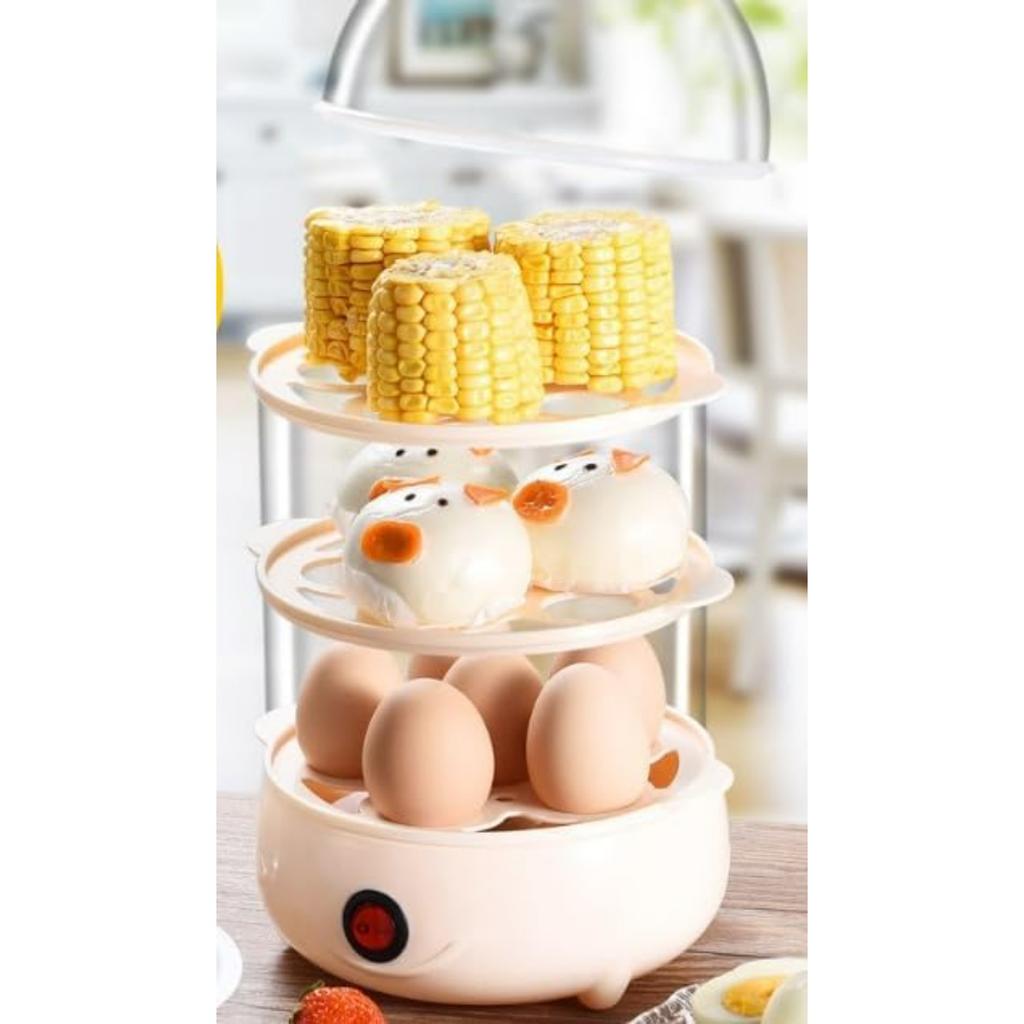 Electric Egg Steamer Compartment Cooker With Auto Shut Off For Perfect Hard Soft Boiled Eggs Kitchen Tool Power Protection for Breakfast