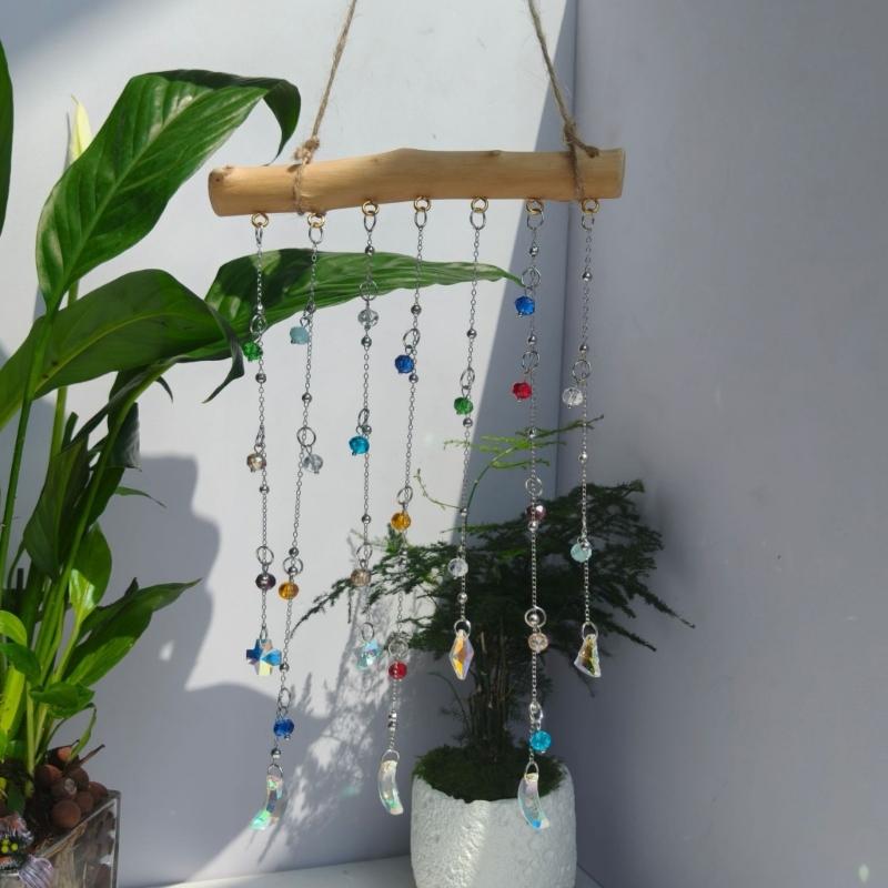Moon Star Wind Chimes Sun Catchers Rainbows Makers Outdoor Indoor Home Garden Decors Crystal Suncatchers Window Hanging