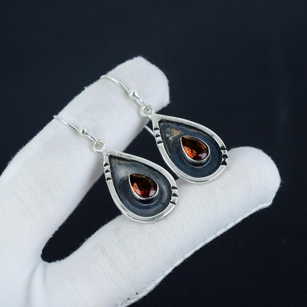 Natural Honey Topaz Gemstone Earrings, 925 Sterling Silver Earring, Handmade Boho Silver Jewelry Dangle Earrings, Party Wear Gift