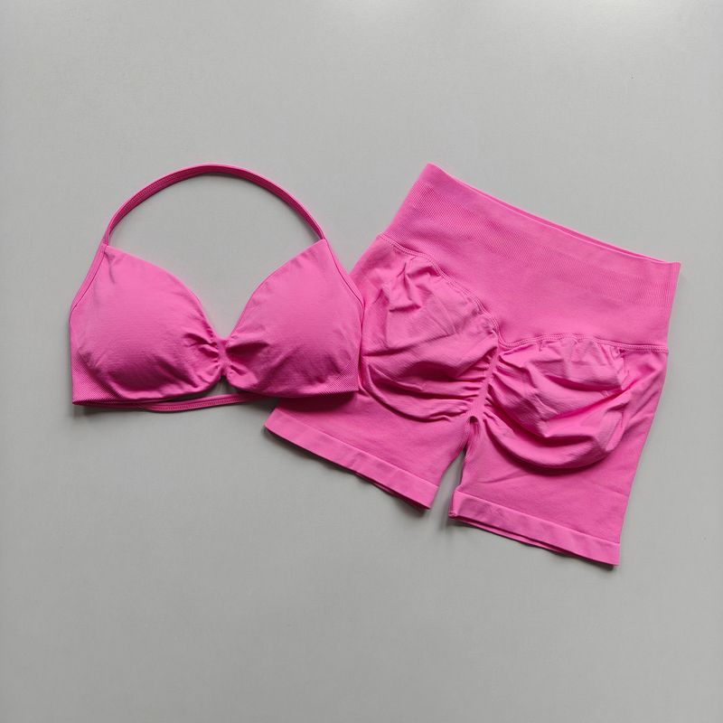 Yoga Set for Women, Breathable Quick-Dry Fitness Training Wear, Beautiful Back Design, Supportive Bra, High-Waisted Butt-Lifting Shorts for Summer