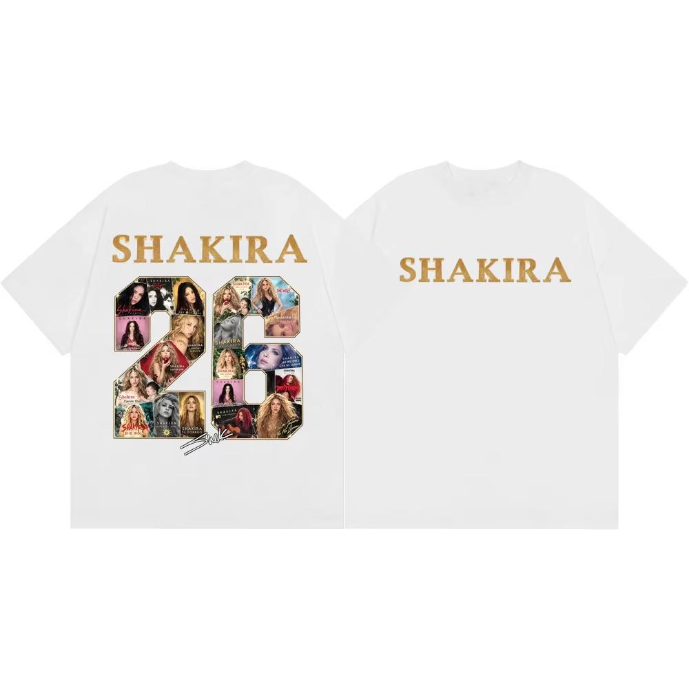 Singer Shakira World Tour 2026 Merch Tshirts Fashion Vintage Short Sleeve T Shirts Unisex Unisex Casual Cotton Tshirt Streetwear