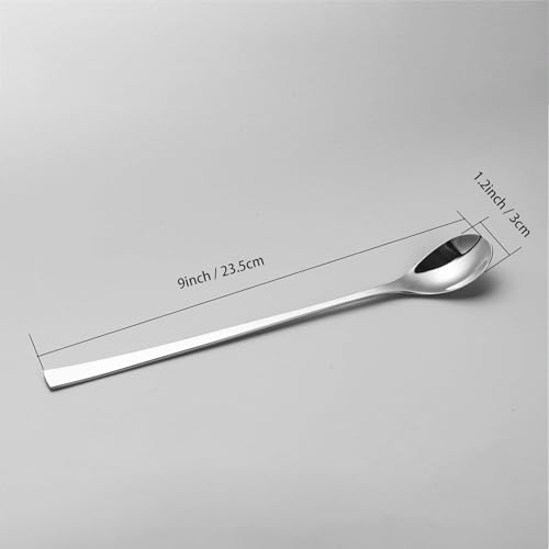 IMEEA Long Bar Spoons, 18-10 Stainless Steel Parfait Spoons, 23cm, Silver, 12-Piece Set, for Commercial Use