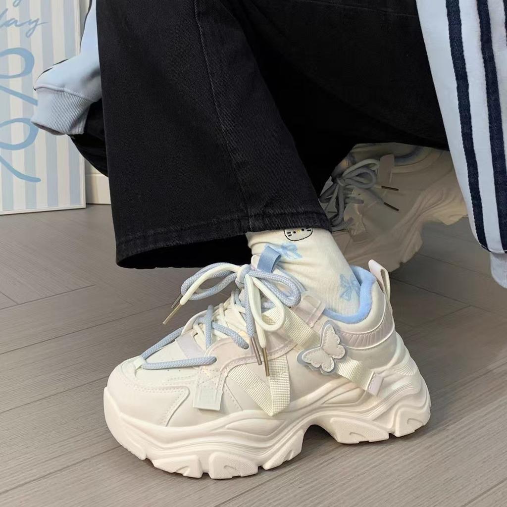 Grube buty typu "dad shoes" z polaru 22 zima nowe gruba podeszwa podwyższające dwa bawełniane buty studenckie buty sportowe
