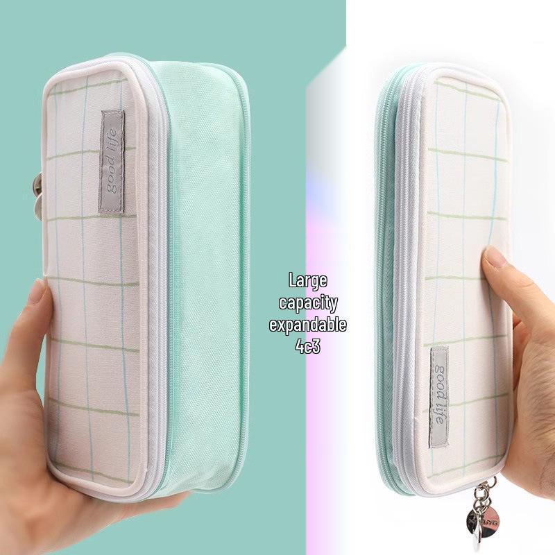 Double Layer Oxford Pencil Case: Large Capacity Multi-hole Art Sketching Storage Bag for Students