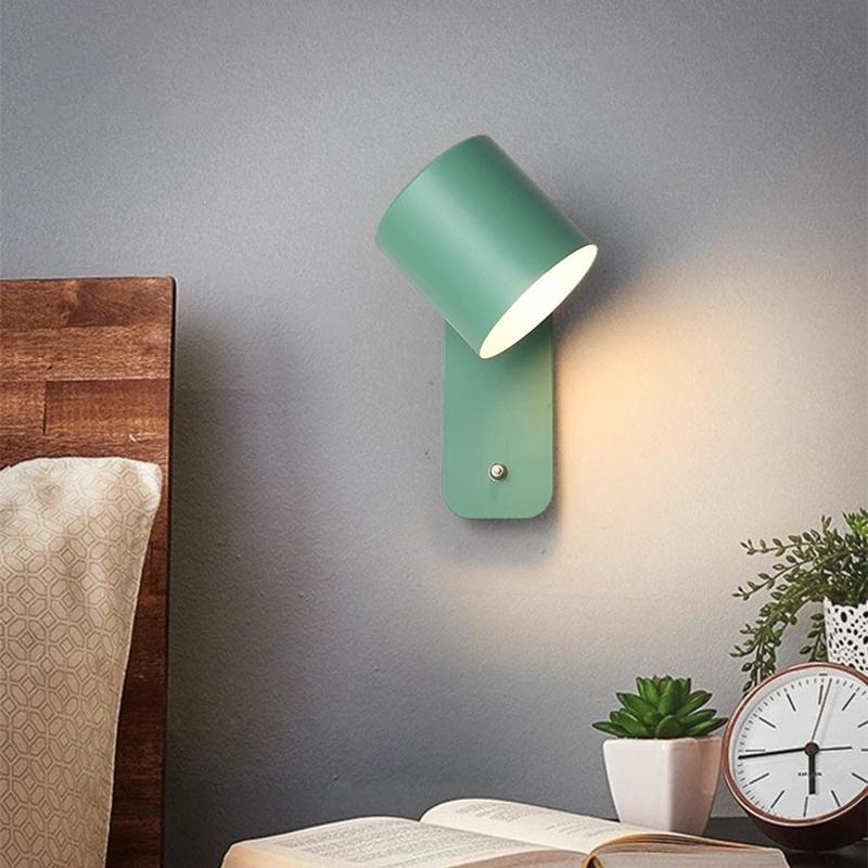 Nordic LED Wall Light Lamp Dining Room Corridor With Switch Rotate AtmosphereLamp Modern Minimalist Bedroom Bedside Wall Lamps