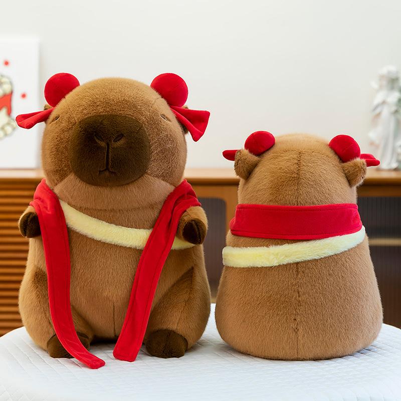 Cartoon Red-headed Rope Zhazha Capybara Plush Toys for Children's Birthday Gifts Event Gifts for Kapi Dolls