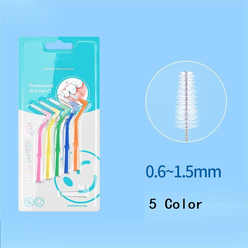 

5 Pcs/Pack L-Shape Interdental Brush For Dental Orthodontics Clean Between Teeth Cleaning Tool Soft Mini Tooth Brush+Dust Cover