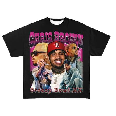 Chris Brown Breezy Bowl XX Tour 3D Geprint T-shirt Vintage Hip Hop Goth Stijl T-shirt Heren Sneldrogend T-shirt Ghetto Kleding