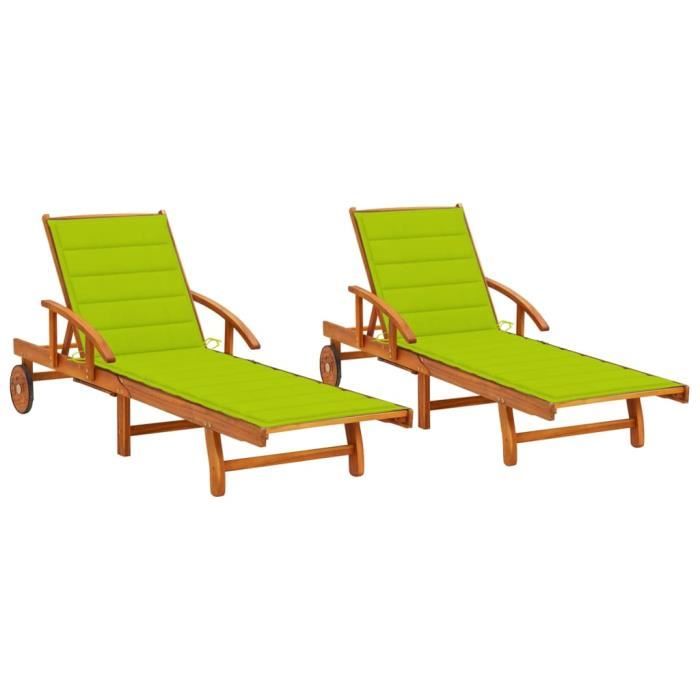VidaXL Chaises longues 2 pcs avec coussins Bois d'acacia solide