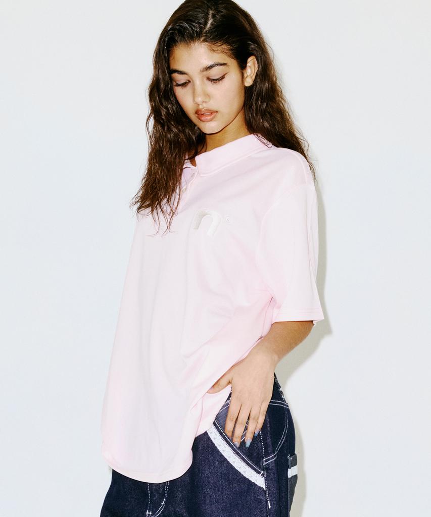 NYXX Oversized Wing Polo Shirt Light Pink