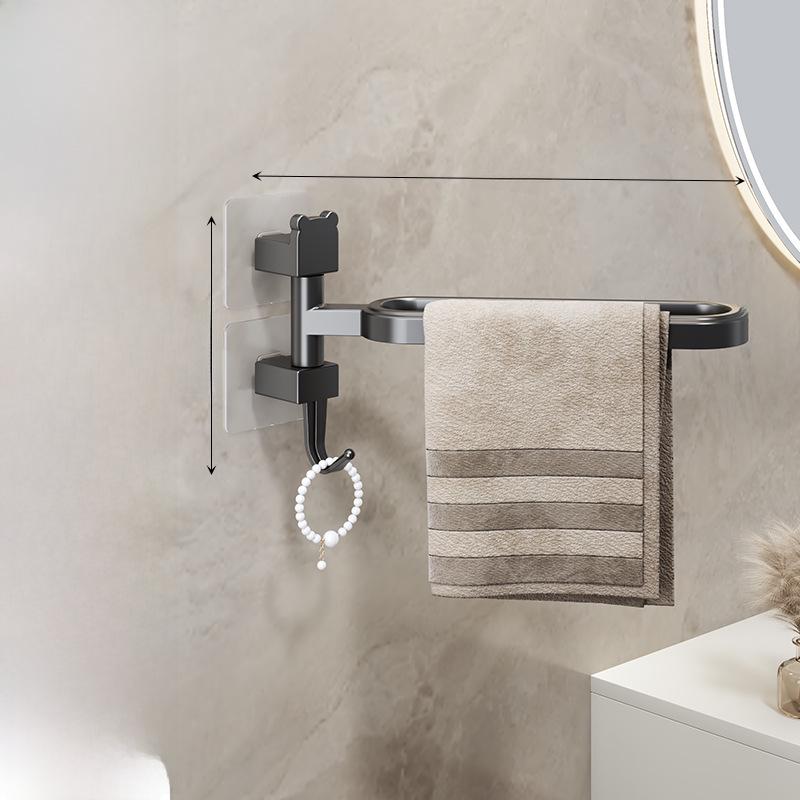 

Вращающаяся многостержневая вешалка для полотенец без проколов для хранения в ванной комнате