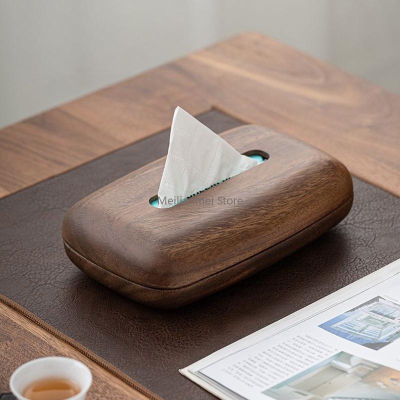 Walnut Tissue Boxes Luxury Napkin Box Rectangular Storage Holder for Living Room Organizer Box Aesthetic Kitchen Items for Home