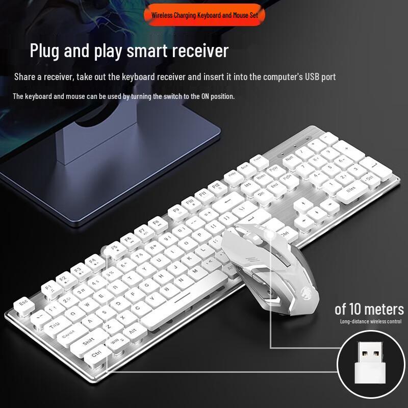 EWEADN X7S Rechargeable Wireless Office Gaming Keyboard & Mouse Combo