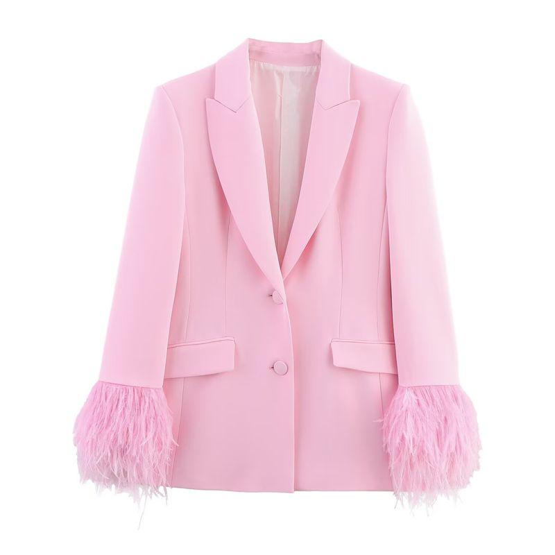 Kaslead New Women Clothes Western Style Feather Cuff Blazers Trousers 7844934 3421324