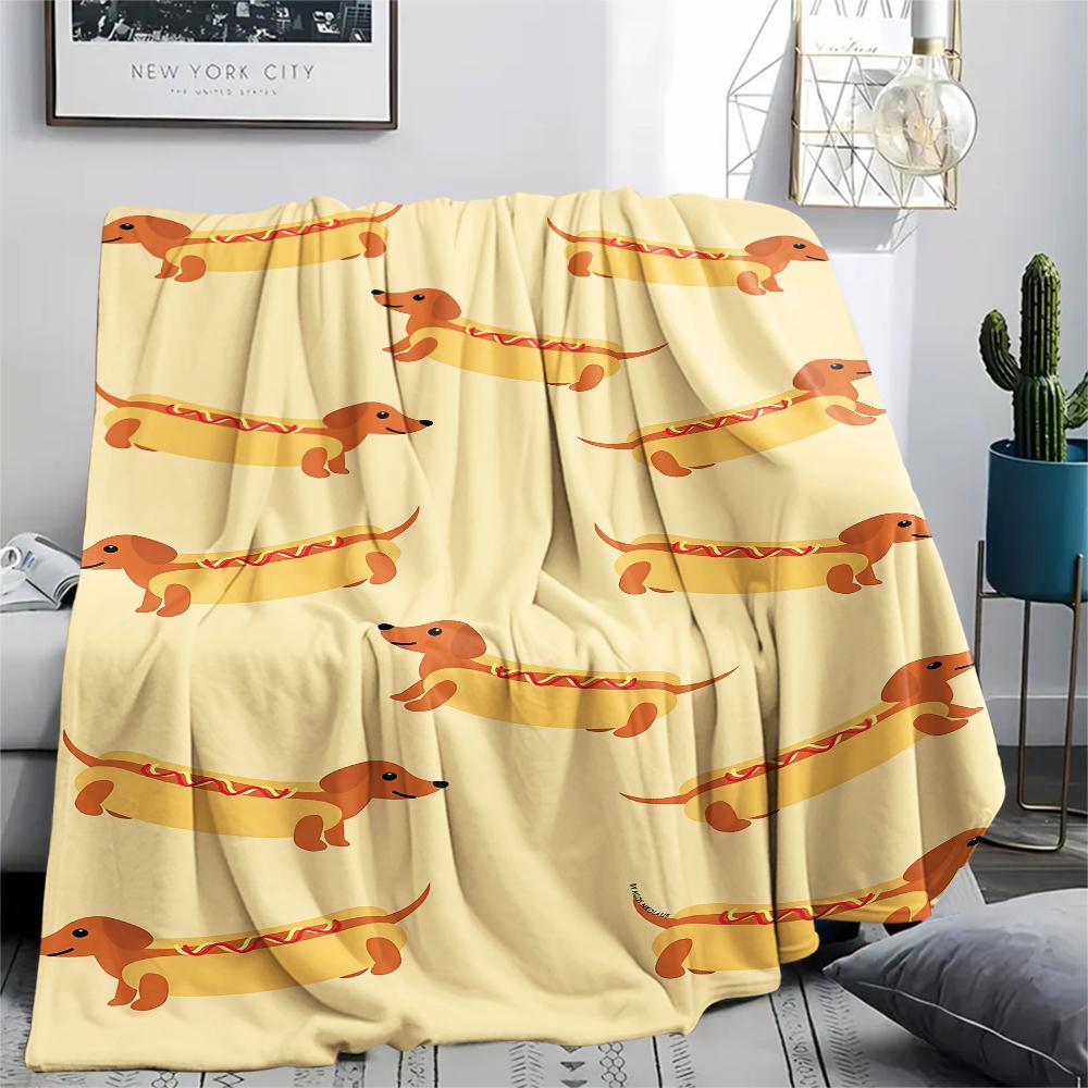 French Bulldog Sausage Dog Print Flannel Blanket,High Quality Comfortable for All Seasons,Home Decor,Warmth and Comfort,Perfect for Christmas Gifts