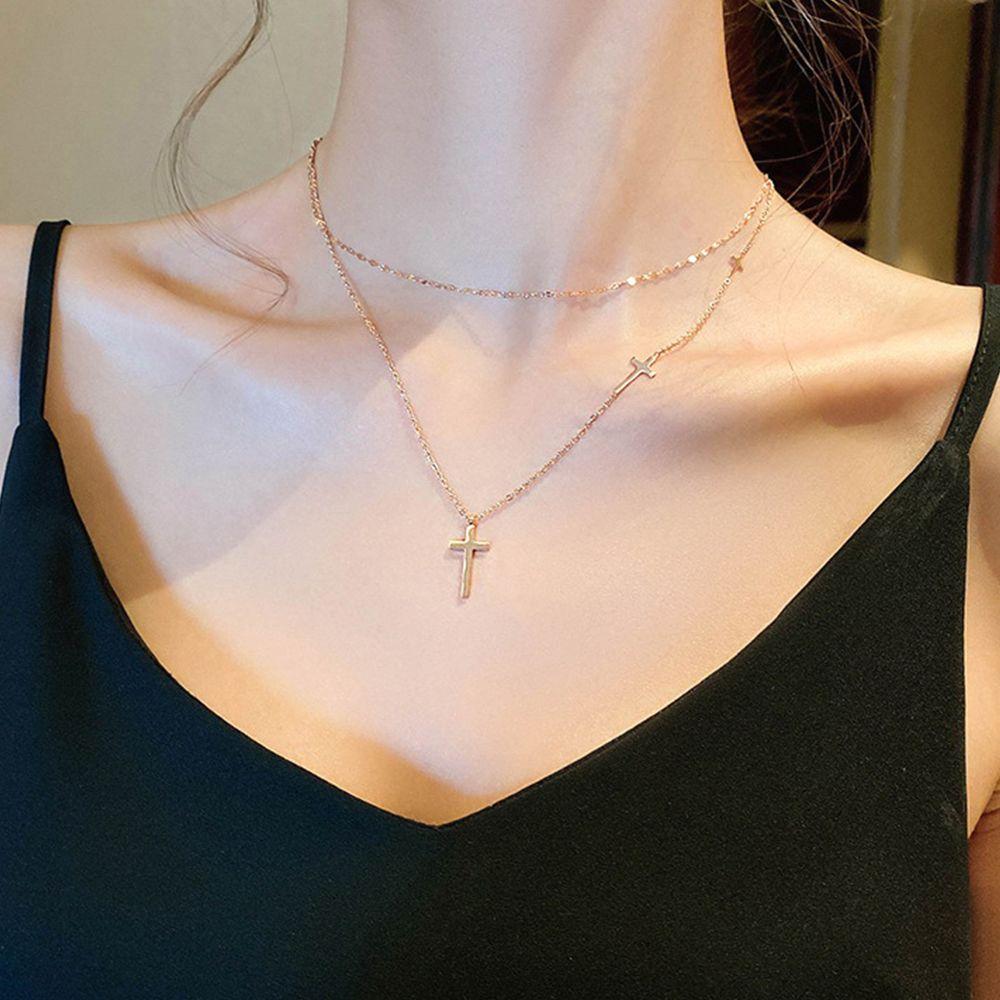 Street Style Korean Style Jewelry Women Pendant Necklace Metal Clavicle Chain Double Layer Choker
