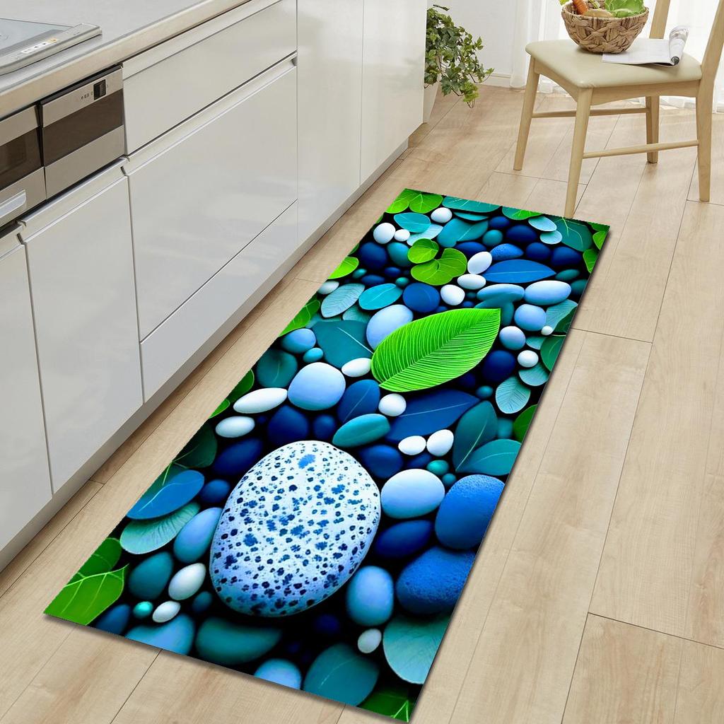 1Pcs Pebble Pattern Floor Mat Modern Kitchen Polyester Rug Non-Slip Colorful Indoor Carpet, For Home Bathroom Bedroom Living Room Decor
